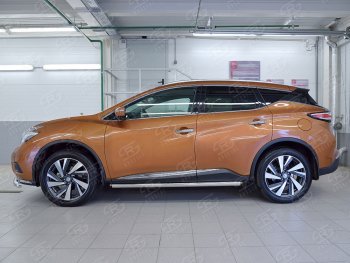 20 849 р. Защита порогов из круглой трубы диаметром 63 мм SLITKOFF v2  Nissan Murano  3 Z52 (2015-2024) дорестайлинг, рестайлинг  с доставкой в г. Королёв. Увеличить фотографию 2