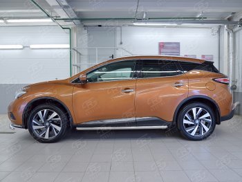 Защита порогов из круглой трубы диаметром 63 мм SLITKOFF v3 Nissan (Нисан) Murano (Мурано)  3 Z52 (2015-2025) 3 Z52 дорестайлинг, рестайлинг