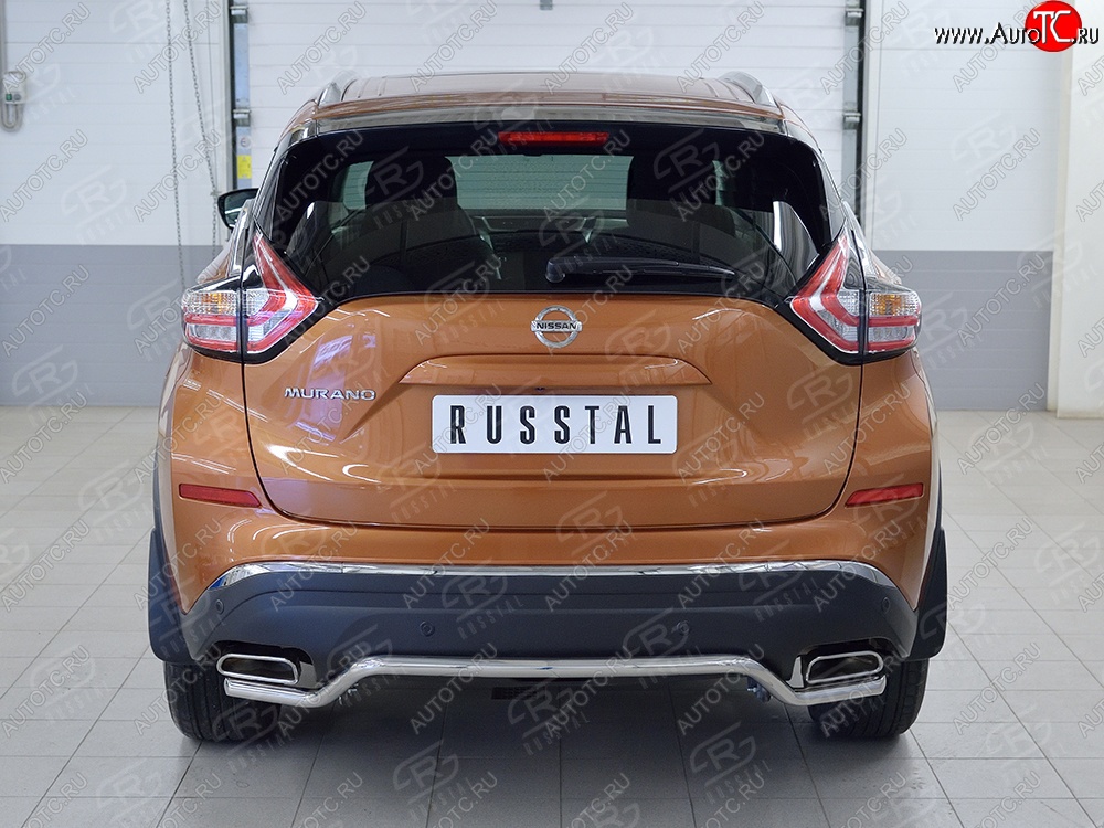 15 949 р. Защита заднего бампера (Ø42 мм волна, нержавейка) SLITKOFF Nissan Murano 3 Z52 дорестайлинг (2015-2022)  с доставкой в г. Королёв