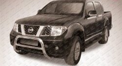 Усиленная низкая защита переднего бампера из трубы диаметром 76 мм Slitkoff Nissan Navara 2 D40 дорестайлинг (2004-2010)