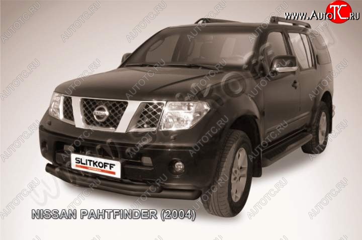 12 549 р. Защита переднего бампер Slitkoff Nissan Pathfinder R51 дорестайлинг (2004-2007) (Цвет: серебристый)  с доставкой в г. Королёв