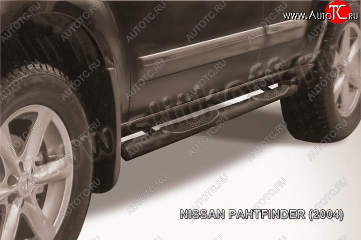 13 749 р. Защита порогов Slitkoff Nissan Pathfinder R51 дорестайлинг (2004-2007) (Цвет: серебристый)  с доставкой в г. Королёв