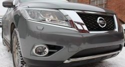 1 469 р. Нижняя сетка на бампер Russtal (черная) Nissan Pathfinder R52 дорестайлинг (2012-2017)  с доставкой в г. Королёв. Увеличить фотографию 2