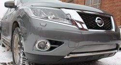 1 539 р. Нижняя сетка на бампер Russtal (хром) Nissan Pathfinder R52 дорестайлинг (2012-2017)  с доставкой в г. Королёв. Увеличить фотографию 2