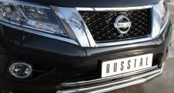 12 599 р. Защита переднего бампера (2 трубыØ63 и 42 мм, нержавейка) SLITKOFF  Nissan Pathfinder  R52 (2012-2017) дорестайлинг  с доставкой в г. Королёв. Увеличить фотографию 3