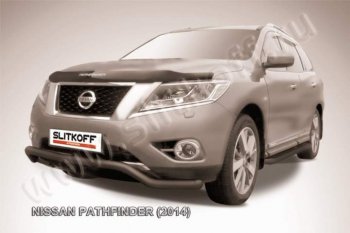 10 999 р. защита переднего бампера Slitkoff  Nissan Pathfinder  R52 (2012-2017) дорестайлинг (Цвет: серебристый)  с доставкой в г. Королёв. Увеличить фотографию 1