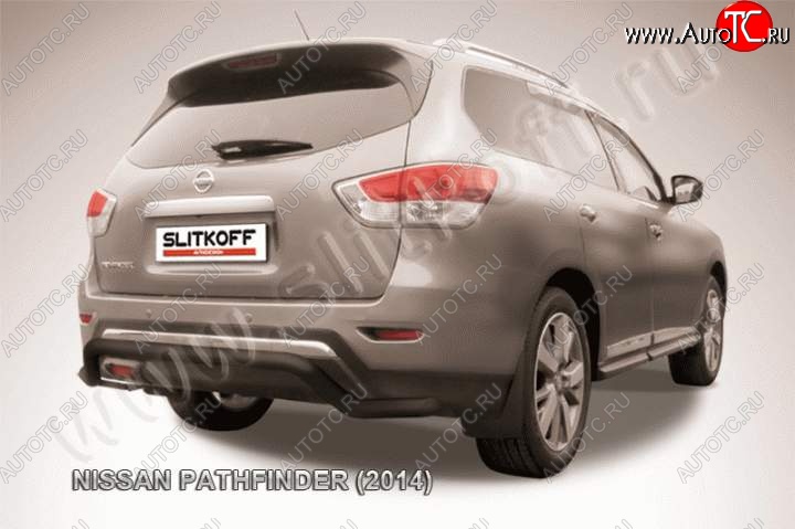 8 799 р. Защита задняя Slitkoff  Nissan Pathfinder  R52 (2012-2017) дорестайлинг (Цвет: серебристый)  с доставкой в г. Королёв