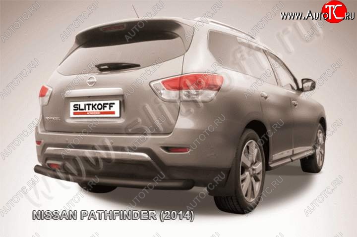 11 249 р. Защита задняя Slitkoff  Nissan Pathfinder  R52 (2012-2017) дорестайлинг (Цвет: серебристый)  с доставкой в г. Королёв