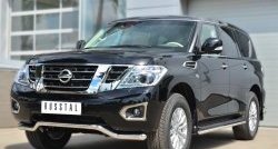 21 849 р. Защита переднего бампера (Ø63 мм волна, нержавейка) SLITKOFF Nissan Patrol 6 Y62 дорестайлинг (2010-2014)  с доставкой в г. Королёв. Увеличить фотографию 3