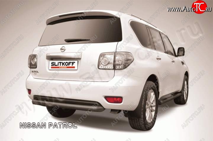 15 199 р. Защита задняя Slitkoff  Nissan Patrol  6 (2010-2014) Y62 дорестайлинг (Цвет: серебристый)  с доставкой в г. Королёв