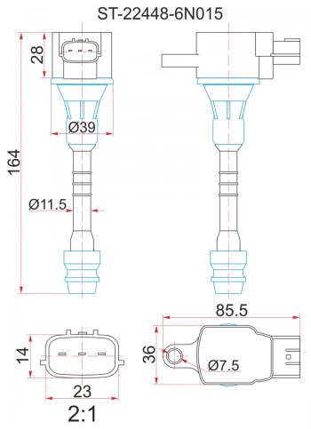 1 399 р. Катушка зажигания (QG13DE / QG15DE / QG18DE / GA15DE) SAT Nissan Primera седан P11 дорестайлинг (1995-2000)  с доставкой в г. Королёв. Увеличить фотографию 1