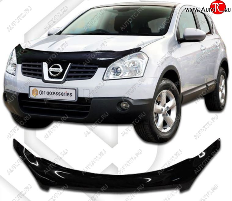 2 369 р. Дефлектор капота CA-Plastiс Nissan Qashqai 1 дорестайлинг (2007-2010) (Classic черный, Без надписи)  с доставкой в г. Королёв