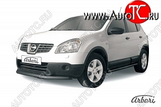 5 939 р. Защита переднего бампера Arbori (короткая, черная, 1 труба d57 mm). Nissan Qashqai 1 дорестайлинг (2007-2010)  с доставкой в г. Королёв