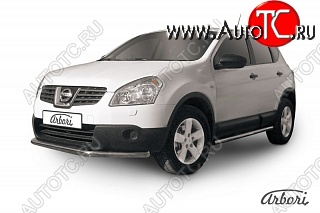 7 919 р. Защита переднего бампера Arbori (нержавейка, 1 труба d57 mm). Nissan Qashqai 1 дорестайлинг (2007-2010)  с доставкой в г. Королёв