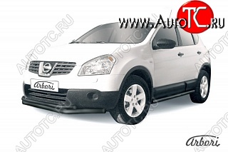 7 703 р. Защита переднего бампера Arbori (черная, 2 трубы d57 и 42 mm) Nissan Qashqai 1 дорестайлинг (2007-2010)  с доставкой в г. Королёв