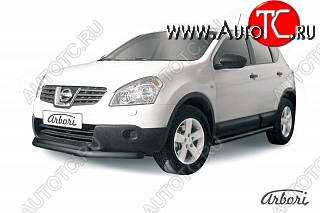 7 199 р. Защита переднего бампера Arbori (черная, 2 трубы d57 и 42 mm) Nissan Qashqai 1 дорестайлинг (2007-2010)  с доставкой в г. Королёв