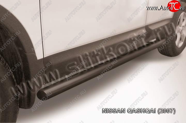 11 749 р. Защита порогов Slitkoff  Nissan Qashqai  1 (2007-2010) дорестайлинг (Цвет: серебристый)  с доставкой в г. Королёв