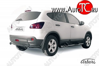 2 789 р. Защита заднего бампера Arbori (уголки, черная, 1 труба d57 mm). Nissan Qashqai 1 дорестайлинг (2007-2010)  с доставкой в г. Королёв