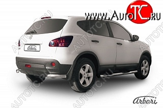 6 659 р. Защита заднего бампера Arbori (уголки, нержавейка, 1 труба d57 mm). Nissan Qashqai 1 дорестайлинг (2007-2010)  с доставкой в г. Королёв