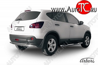 10 709 р. Защита заднего бампера Arbori (нержавейка, 2 трубы d57 и 42 mm). Nissan Qashqai 1 дорестайлинг (2007-2010)  с доставкой в г. Королёв