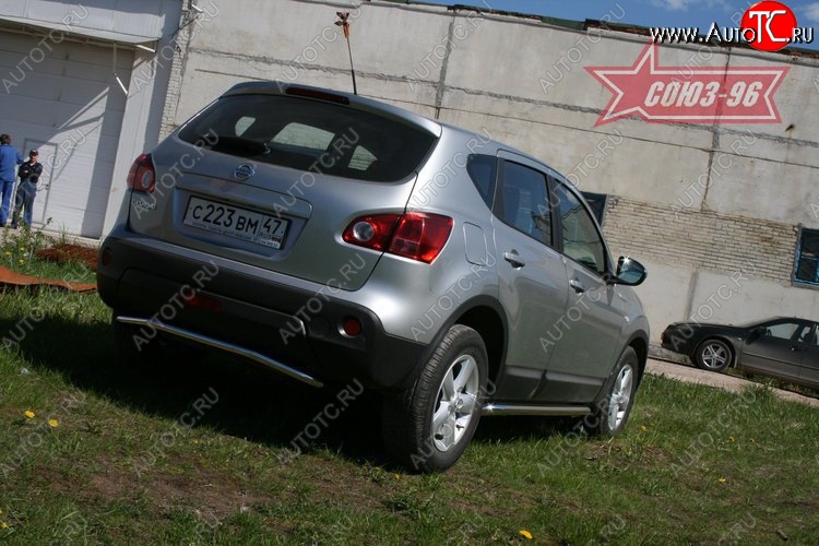 8 009 р. Защита заднего бампера Souz-96 (d42) Nissan Qashqai 1 дорестайлинг (2007-2010)  с доставкой в г. Королёв