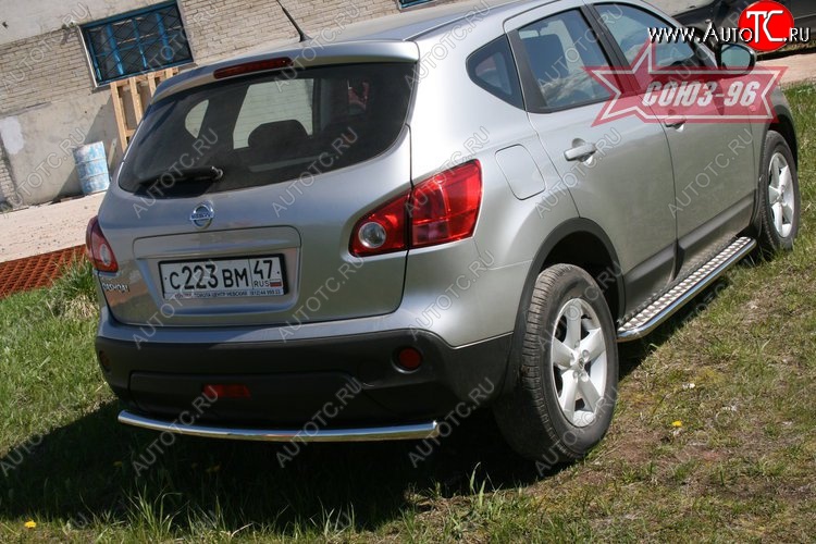 8 369 р. Защита заднего бампера Souz-96 (d60) Nissan Qashqai 1 дорестайлинг (2007-2010)  с доставкой в г. Королёв