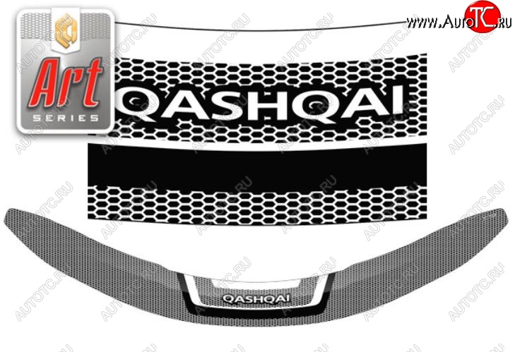 2 369 р. Дефлектор капота CA-Plastiс  Nissan Qashqai  2 (2013-2019) J11 дорестайлинг (Серия Art графит)  с доставкой в г. Королёв