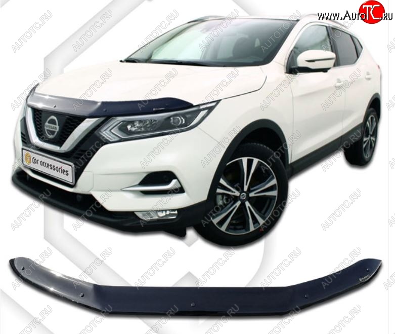 1 999 р. Дефлектор капота CA-Plastiс  Nissan Qashqai  2 (2017-2022) J11 рестайлинг (Classic черный, Без надписи)  с доставкой в г. Королёв