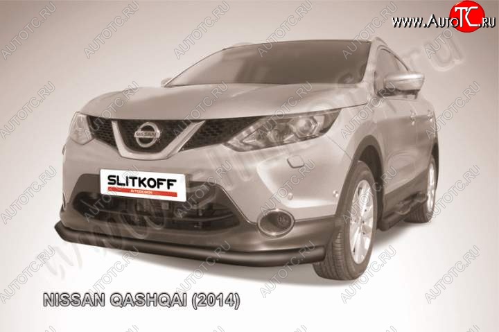 10 499 р. Защита переднего бампер Slitkoff  Nissan Qashqai  2 (2013-2019) J11 дорестайлинг (Цвет: серебристый)  с доставкой в г. Королёв