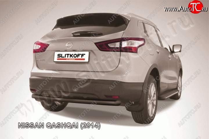 7 599 р. Защита задняя Slitkoff Nissan Qashqai 2 J11 дорестайлинг (2013-2019) (Цвет: серебристый)  с доставкой в г. Королёв