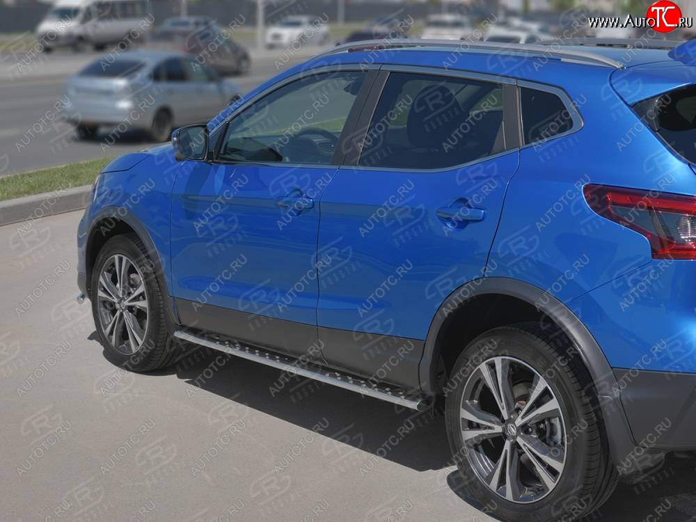 21 749 р. Защита порогов (Ø75x42 мм с проступью, нержавейка) Russtal Nissan Qashqai 2 J11 рестайлинг (2017-2022)  с доставкой в г. Королёв