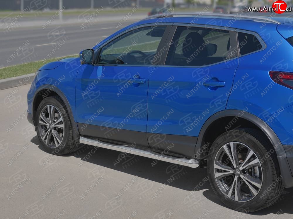 26 999 р. Защита порогов (Ø76 мм с проступью, нержавейка) SLITKOFF  Nissan Qashqai  2 (2017-2022) J11 рестайлинг (Металлические торцы под 45°)  с доставкой в г. Королёв