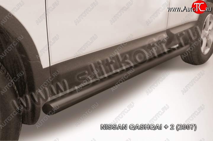 11 749 р. Защита порогов Slitkoff Nissan Qashqai +2 1 J10 дорестайлинг (2008-2010) (Цвет: серебристый)  с доставкой в г. Королёв