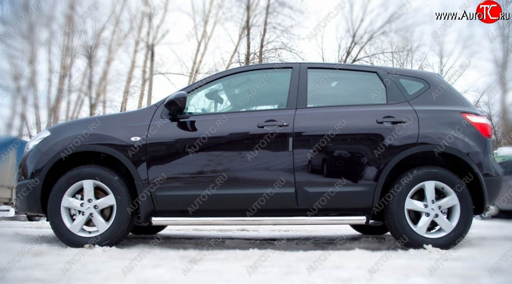 20 849 р. Защита порогов из круглой трубы диаметром 63 мм SLITKOFF v2  Nissan Qashqai  1 (2010-2013) J10 рестайлинг  с доставкой в г. Королёв