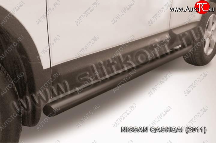 12 899 р. Защита порогов Slitkoff  Nissan Qashqai  1 (2010-2013) J10 рестайлинг (Цвет: серебристый)  с доставкой в г. Королёв