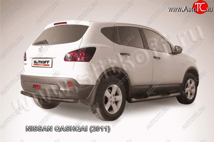 7 599 р. Защита задняя Slitkoff  Nissan Qashqai  1 (2010-2013) J10 рестайлинг (Цвет: серебристый)  с доставкой в г. Королёв