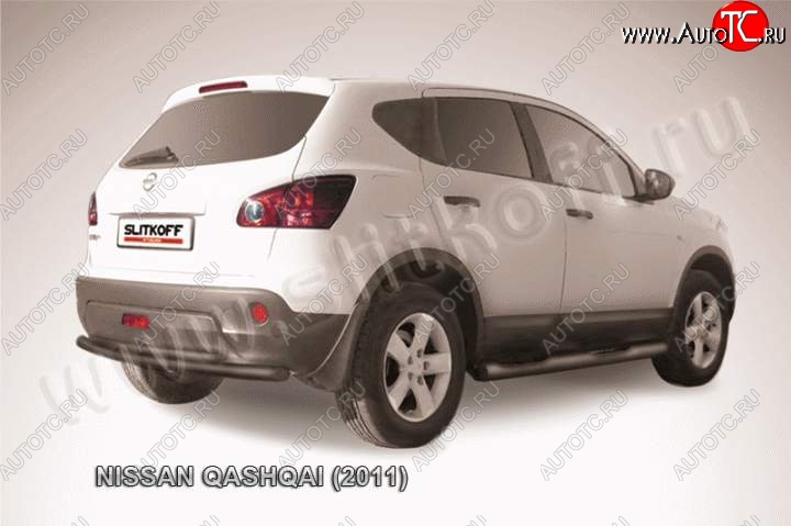 8 949 р. Защита задняя Slitkoff  Nissan Qashqai  1 (2010-2013) J10 рестайлинг (Цвет: серебристый)  с доставкой в г. Королёв