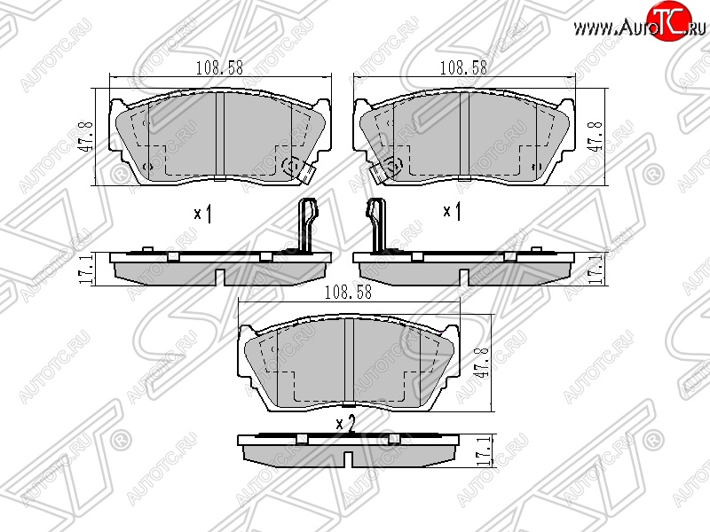 1 099 р. Колодки тормозные SAT (передние)  Nissan Sunny  N14 (1990-1998)  с доставкой в г. Королёв