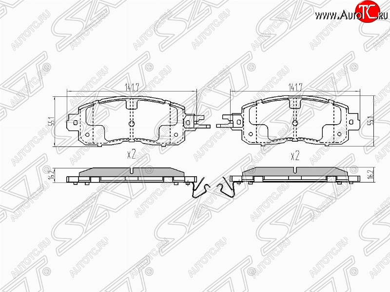 1 579 р. Колодки тормозные (передние) SAT  Nissan Teana  3 L33 (2014-2020) дорестайлинг  с доставкой в г. Королёв