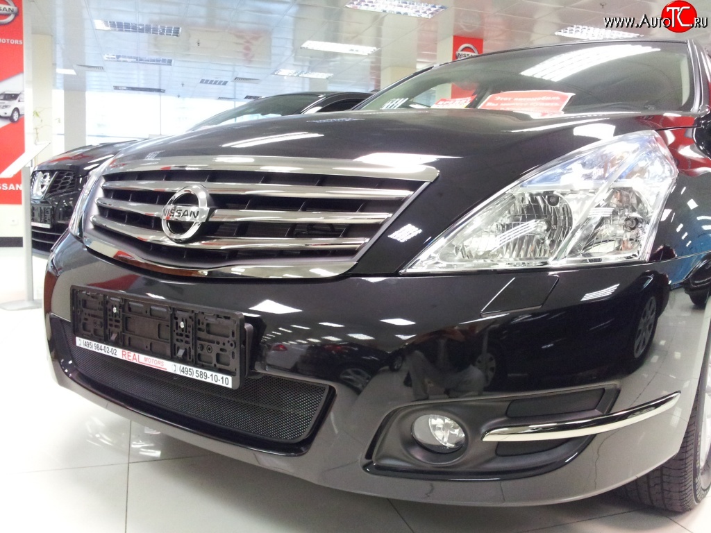 1 469 р. Сетка на бампер Russtal (черная) Nissan Teana 2 J32 дорестайлинг (2008-2011)  с доставкой в г. Королёв