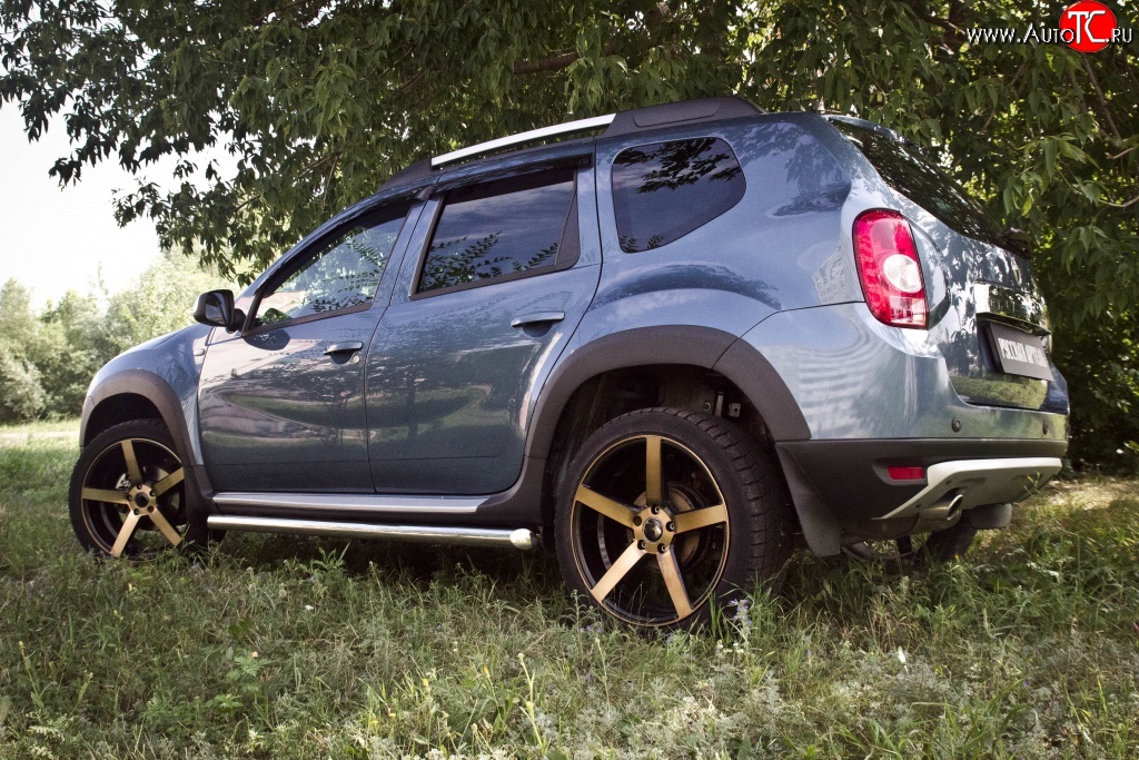 6 249 р. Накладки колесных арок RA (короткие, комплект)  Renault Duster  HS (2010-2015) дорестайлинг (Поверхность шагрень)  с доставкой в г. Королёв