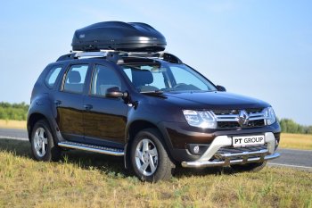 27 999 р. Порожки для ног из трубы Ø51 с алюминиевой площадкой Petroil Tuning Эстонец Renault Duster HS дорестайлинг (2010-2015) (Нержавеющая полированная сталь)  с доставкой в г. Королёв. Увеличить фотографию 3