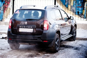 15 899 р. Порожки для ног из трубы Ø51 с алюминиевой площадкой Petroil Tuning Эстонец Nissan Terrano D10 дорестайлинг (2013-2016) (Черный (Шагрень))  с доставкой в г. Королёв. Увеличить фотографию 5