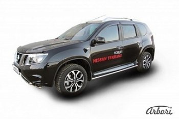 Защита штатных порогов Arbori (нержавейка, d42 mm). Nissan Terrano D10 дорестайлинг (2013-2016)