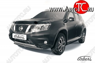 7 019 р. Защита переднего бампера Arbori (черная, 1 труба d42 mm). Nissan Terrano D10 рестайлинг (2016-2022)  с доставкой в г. Королёв