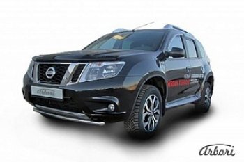 8 729 р. Защита переднего бампера Arbori (нержавейка, 1 труба d42 mm). Nissan Terrano D10 рестайлинг (2016-2022)  с доставкой в г. Королёв. Увеличить фотографию 1