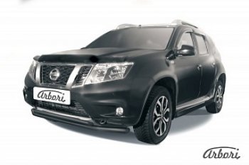 8 279 р. Защита переднего бампера Arbori (черная, 2 трубы d57 и 42 mm) Nissan Terrano D10 рестайлинг (2016-2022)  с доставкой в г. Королёв. Увеличить фотографию 1