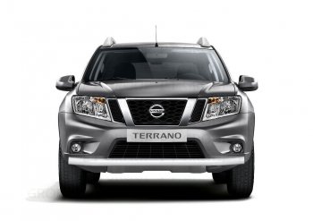 4 299 р. Защита переднего бампера (одинарная, Ø63 мм) Petroil Tuning Nissan Terrano D10 дорестайлинг (2013-2016) (Серебристый (Искра))  с доставкой в г. Королёв. Увеличить фотографию 3