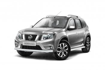 4 299 р. Защита переднего бампера (одинарная, Ø63 мм) Petroil Tuning Nissan Terrano D10 дорестайлинг (2013-2016) (Серебристый (Искра))  с доставкой в г. Королёв. Увеличить фотографию 4