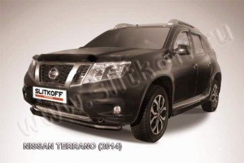 6 799 р. Защита переднего бампер Slitkoff Nissan Terrano D10 дорестайлинг (2013-2016) (Цвет: серебристый)  с доставкой в г. Королёв. Увеличить фотографию 1